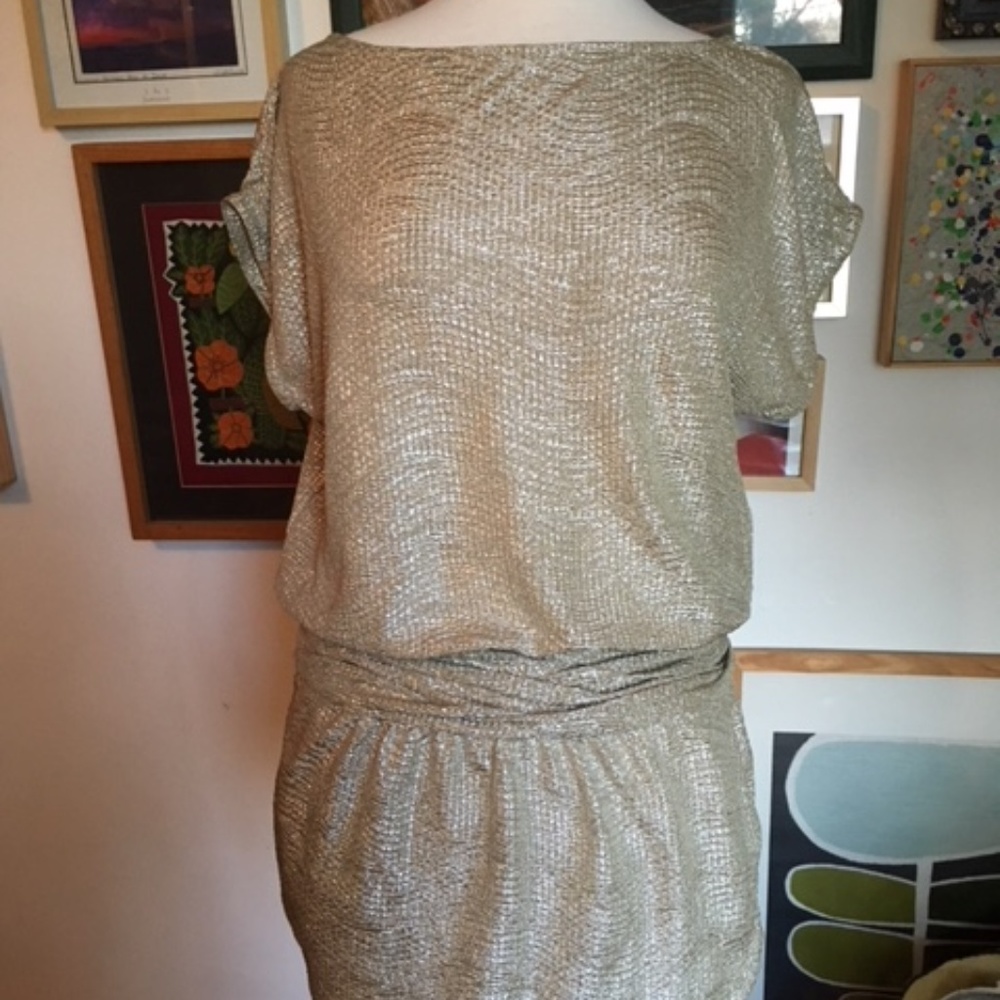 BCBG metallic gold dress sz2